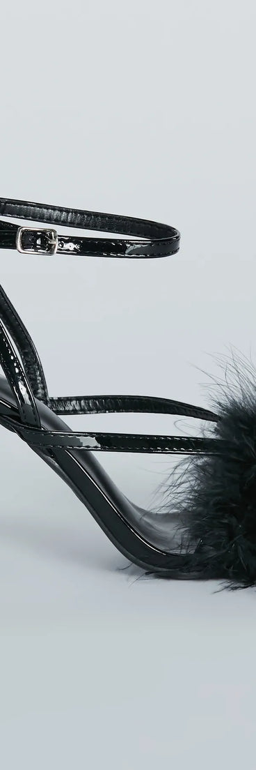 Fabulous Strut Marabou Strappy Block Heels