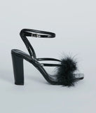 Fabulous Strut Marabou Strappy Block Heels