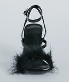 Fabulous Strut Marabou Strappy Block Heels