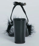 Fabulous Strut Marabou Strappy Block Heels