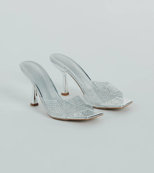 A Little Glitz Rhinestone Metallic Stiletto Mules
