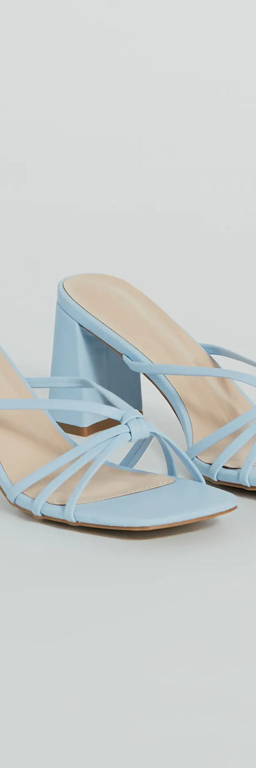 Chic Mood Strappy Faux Leather Block Heel Mules