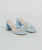 Chic Mood Strappy Faux Leather Block Heel Mules