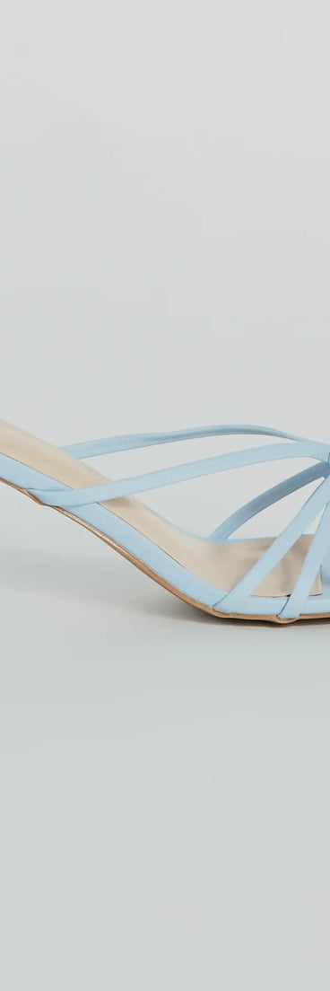 Chic Mood Strappy Faux Leather Block Heel Mules