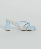 Chic Mood Strappy Faux Leather Block Heel Mules