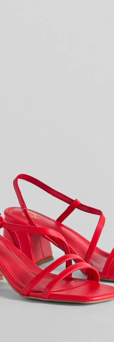 Step Into Chic Sling Back Block Heels, a trendy red addition to women's going-out outfits, is ideal for Christmas party outfits, chic NYE attire, or winter night-out looks that keep you on-trend!
