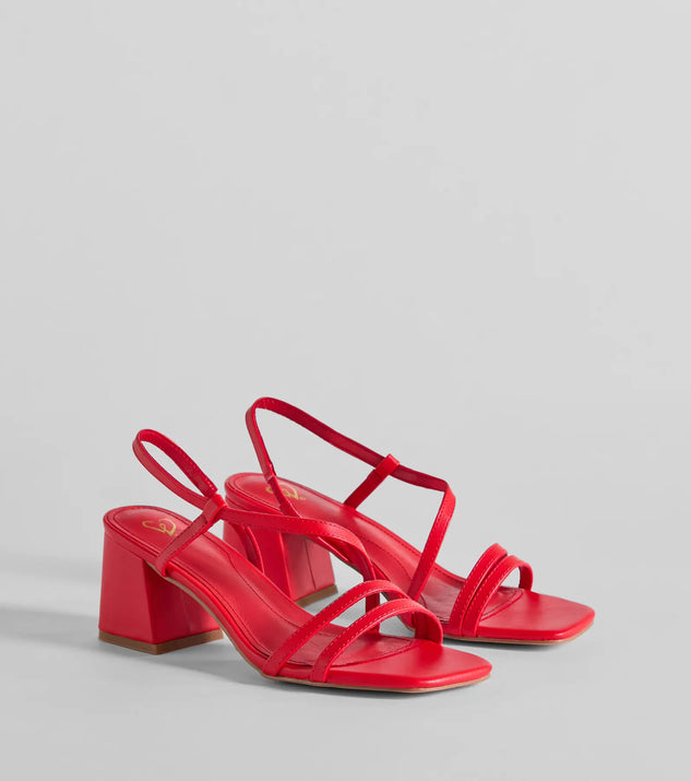 Step Into Chic Sling Back Block Heels, a trendy red addition to women's going-out outfits, is ideal for Christmas party outfits, chic NYE attire, or winter night-out looks that keep you on-trend!