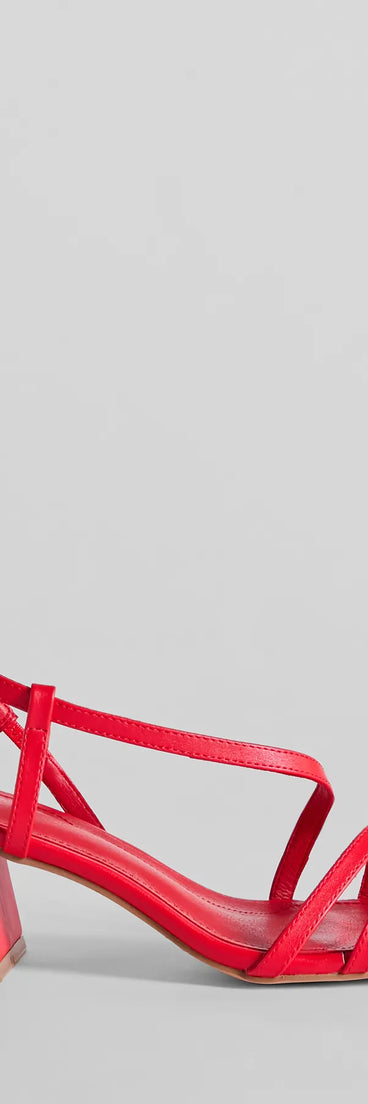 Step Into Chic Sling Back Block Heels, a trendy red addition to women's going-out outfits, is ideal for Christmas party outfits, chic NYE attire, or winter night-out looks that keep you on-trend!