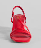 Step Into Chic Sling Back Block Heels, a trendy red addition to women's going-out outfits, is ideal for Christmas party outfits, chic NYE attire, or winter night-out looks that keep you on-trend!