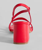 Step Into Chic Sling Back Block Heels, a trendy red addition to women's going-out outfits, is ideal for Christmas party outfits, chic NYE attire, or winter night-out looks that keep you on-trend!