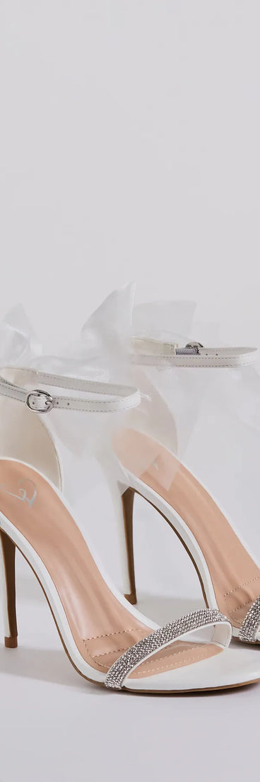 The cute and comfy style of the Sweet Glam Bow Detail Rhinestone Strap Stiletto Heels as your homecoming shoes creates a stand out look to complete your HOCO dress look!