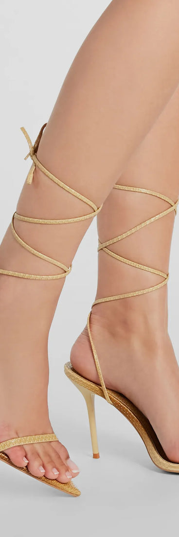 Made To Slay Lace-Up Croc Faux Leather Heels