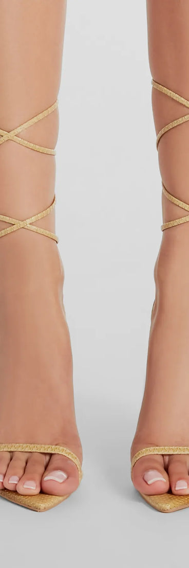 Made To Slay Lace-Up Croc Faux Leather Heels