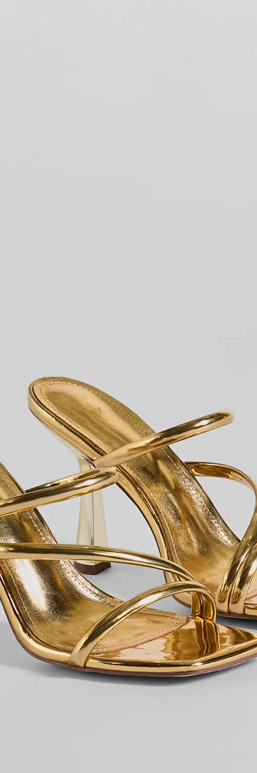 Mirror Shine Strappy Metallic Stiletto Heels