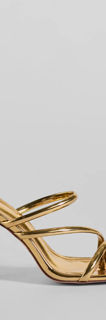 Mirror Shine Strappy Metallic Stiletto Heels