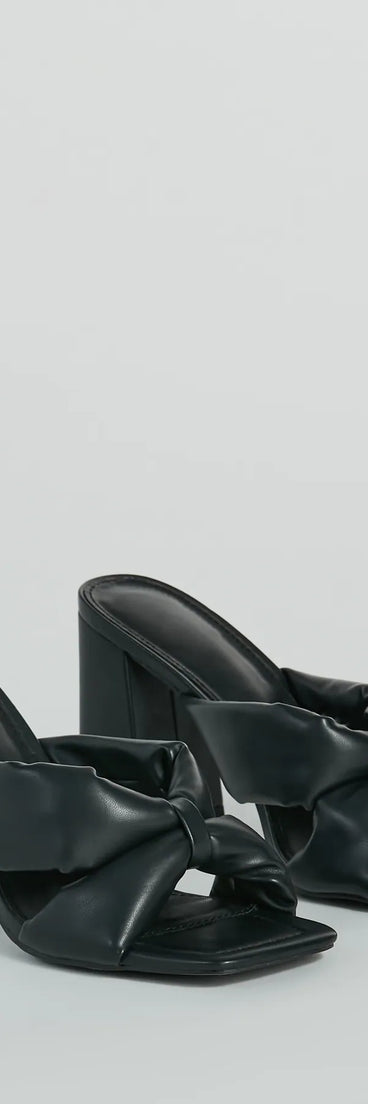 Always Chic Puffy Strap Faux Leather Mules