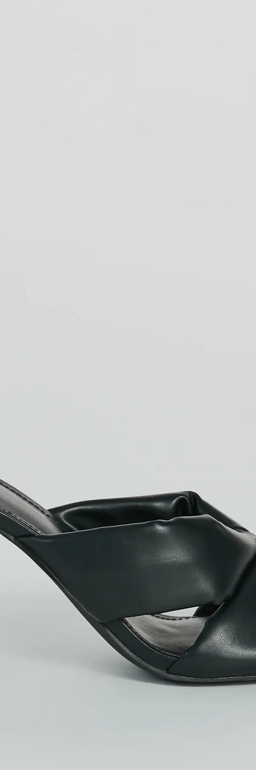 Always Chic Puffy Strap Faux Leather Mules