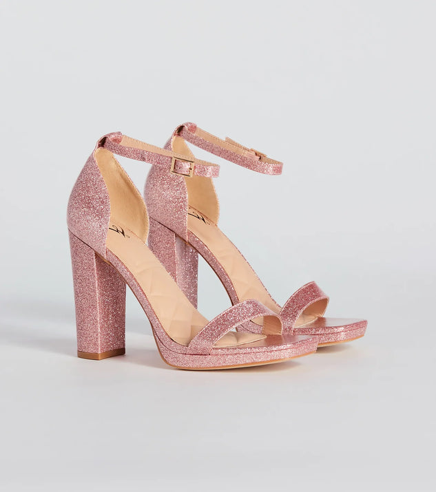 Windsor Capture Sparkle Glitter Platform Block Heels in Gold Size 10
