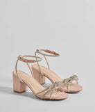 Shine In The Spotlight Rhinestone Bow Block Heels