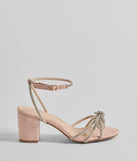 Shine In The Spotlight Rhinestone Bow Block Heels