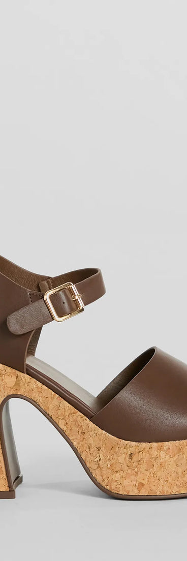 Up A Notch Cork Platform Block Heels