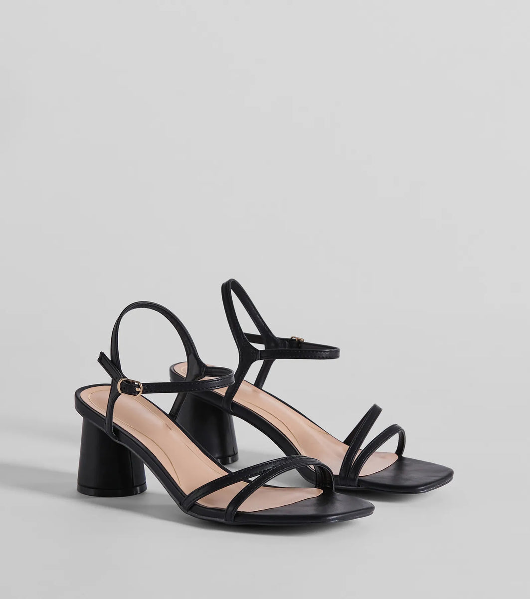 Total Admiration Strappy Faux Leather Block Heels & Windsor