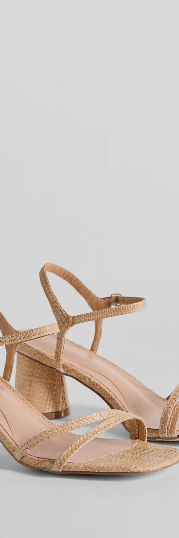 Beachy Perfection Strappy Straw Block Heels