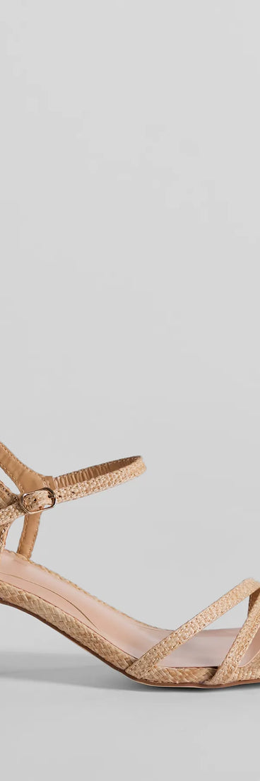 Beachy Perfection Strappy Straw Block Heels