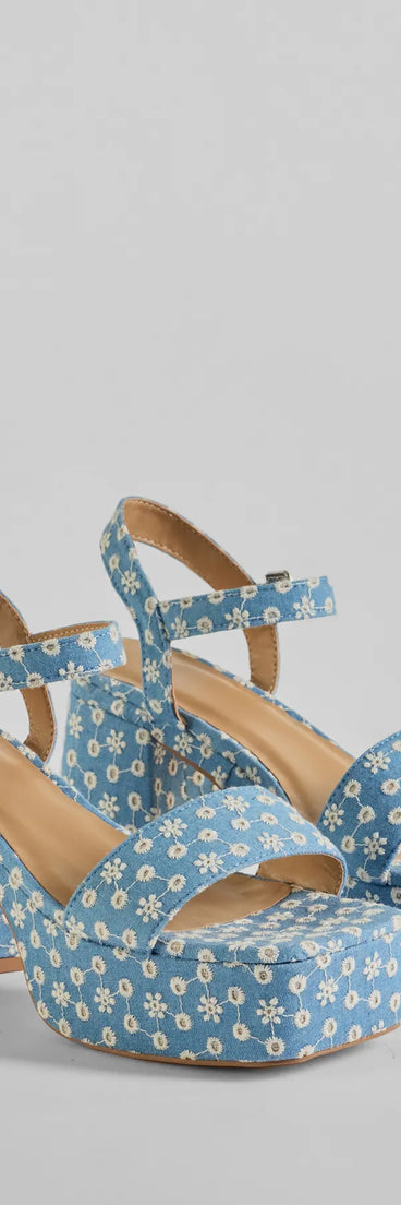 Darling Daisy Platform Denim Block Heels
