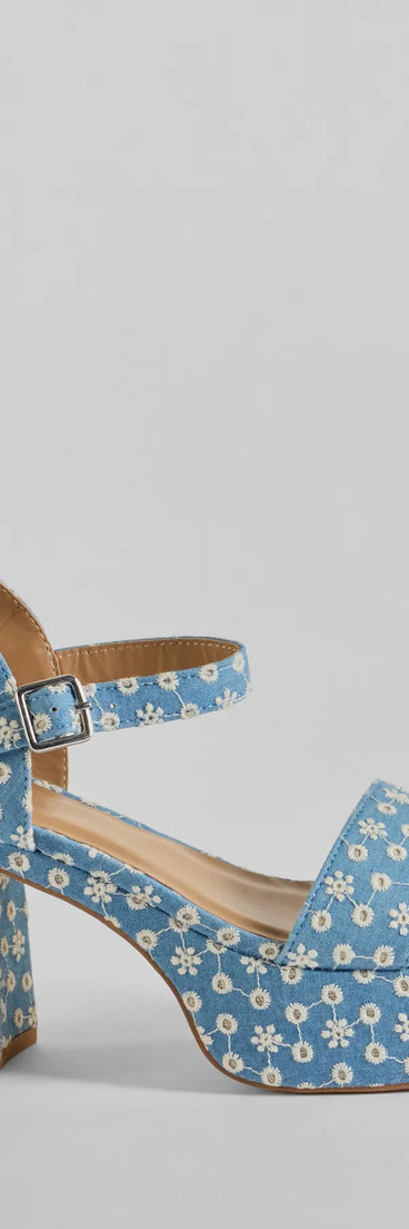 Darling Daisy Platform Denim Block Heels