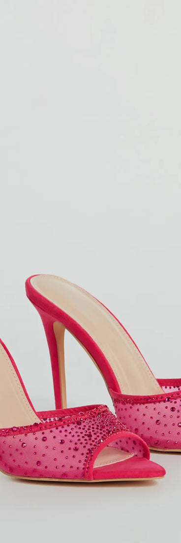 Sparkle It Up Rhinestone Mesh Stiletto Mules