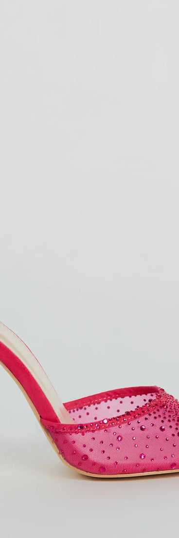 Sparkle It Up Rhinestone Mesh Stiletto Mules