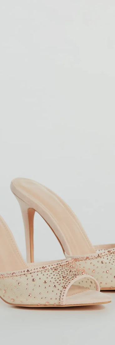 Sparkle It Up Rhinestone Mesh Stiletto Mules