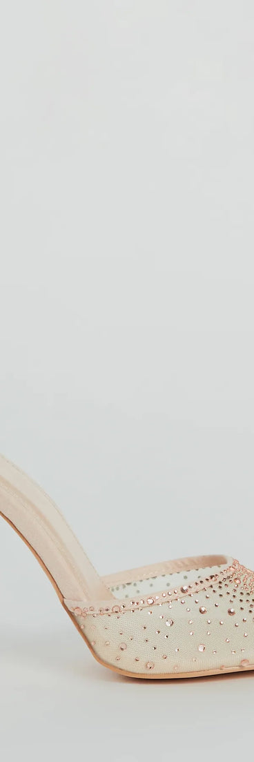 Sparkle It Up Rhinestone Mesh Stiletto Mules