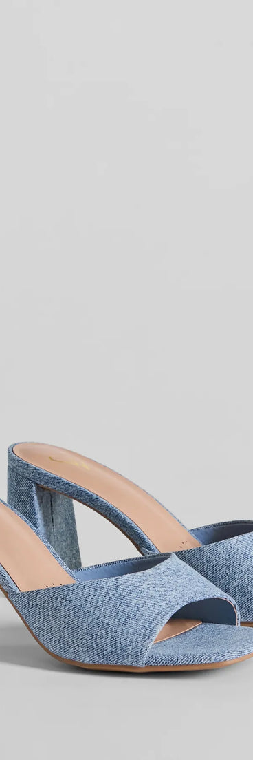 Denim Diva Square Toe Block Heels