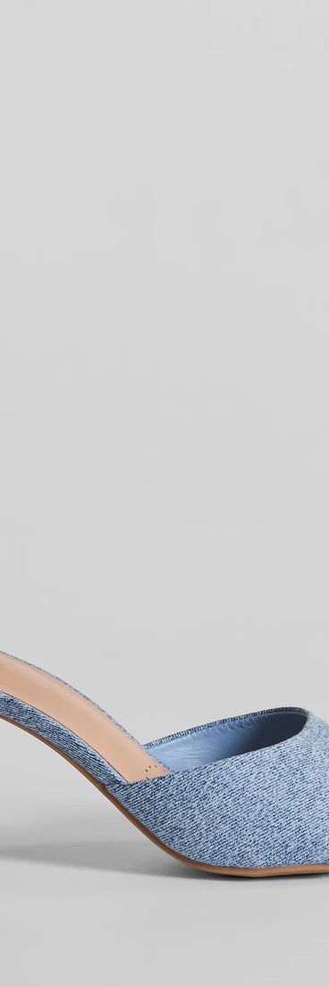 Denim Diva Square Toe Block Heels