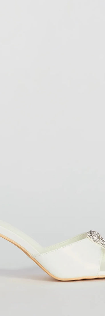 Heart Stopper Rhinestone Faux Leather Stiletto Heels, a trendy white addition to women's going-out outfits, is ideal for Christmas party outfits, chic NYE attire, or winter night-out looks that keep you on-trend!