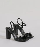 The Midnight Glam Rhinestone Buckle Patent Block Heels in black is an elevated pick for your best outfit yet, effortlessly delivering a polished look that's sure to turn heads at any celebration.
