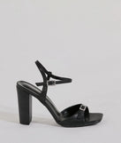 The Midnight Glam Rhinestone Buckle Patent Block Heels in black is an elevated pick for your best outfit yet, effortlessly delivering a polished look that's sure to turn heads at any celebration.