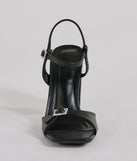 The Midnight Glam Rhinestone Buckle Patent Block Heels in black is an elevated pick for your best outfit yet, effortlessly delivering a polished look that's sure to turn heads at any celebration.