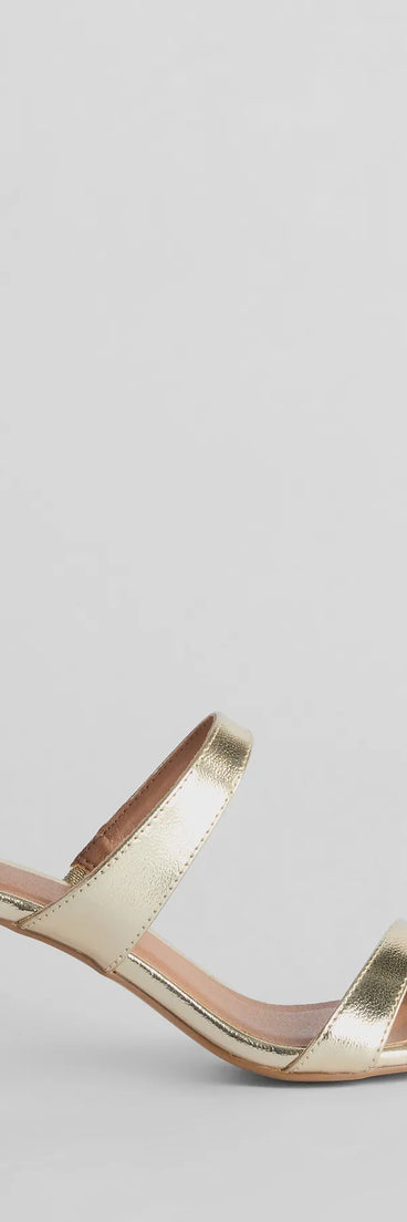 Retro Treasure Strappy Metallic Block Heels, a trendy gold addition to women's going-out outfits, is ideal for Christmas party outfits, chic NYE attire, or winter night-out looks that keep you on-trend!