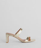 Retro Treasure Strappy Metallic Block Heels, a trendy gold addition to women's going-out outfits, is ideal for Christmas party outfits, chic NYE attire, or winter night-out looks that keep you on-trend!