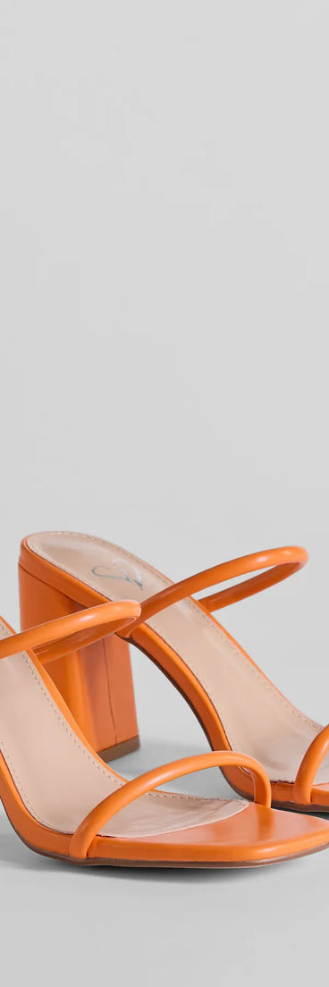 Versatile Dream Strappy Faux Leather Block Heels, a trendy orange addition to women's going-out outfits, is ideal for Christmas party outfits, chic NYE attire, or winter night-out looks that keep you on-trend!