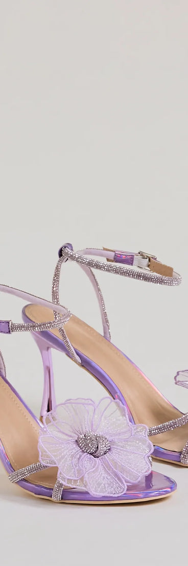 Glam Enchantment Organza Flower Metallic Heels