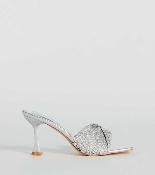 Fab Statement Twist Strap Metallic Stiletto Mules | Windsor