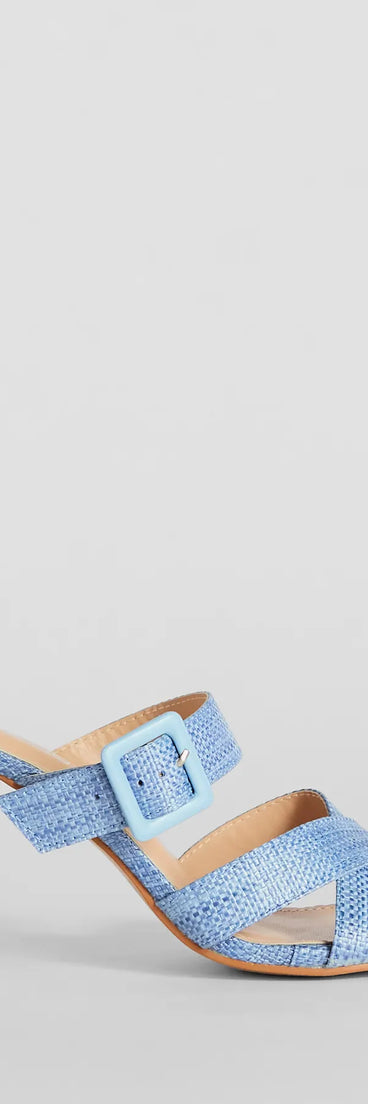 Seaside Vacay Criss Cross Straw Block Heels