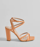 Stunning Summer Daze Strappy Block Heels, a trendy coral addition to women's going-out outfits, is ideal for Christmas party outfits, chic NYE attire, or winter night-out looks that keep you on-trend!