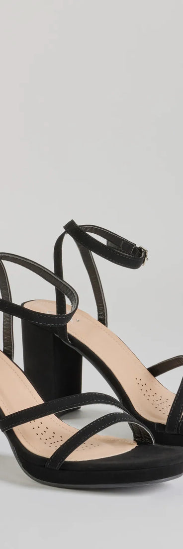 The Stylish Slay Strappy Platform Block Heels in black brings sleek style to any graduation outfit, from cap and gown to after-party.