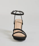 The Stylish Slay Strappy Platform Block Heels in black brings sleek style to any graduation outfit, from cap and gown to after-party.