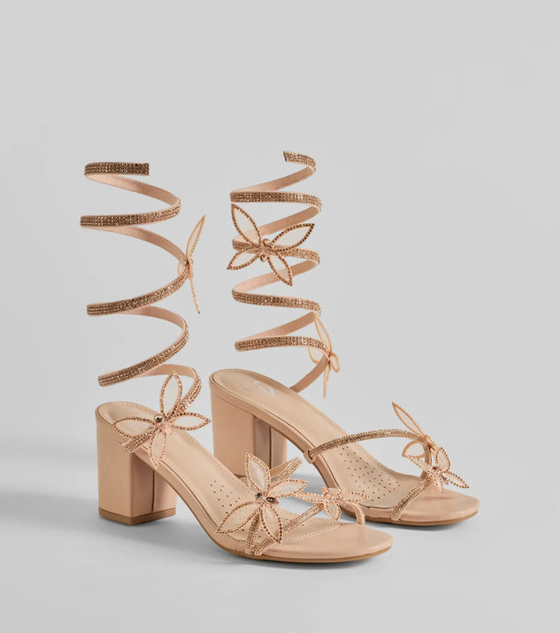 SPREAD BX148 24-25 美品 Elevated Status Rhinestone Spiral Block Heels | Windsor